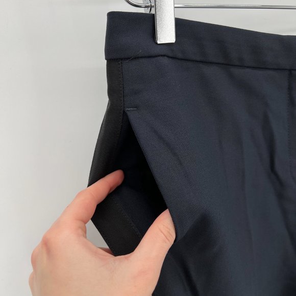 Rag & Bone Navy Blue Wool Blend Trouser Black Side Stipe Ankle Crop Pants Size 0 - Picture 3 of 11
